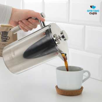Gambar produk One Two Cups French Press Coffee Maker Pot Plunger Stainless Steel 800ml - FP1L