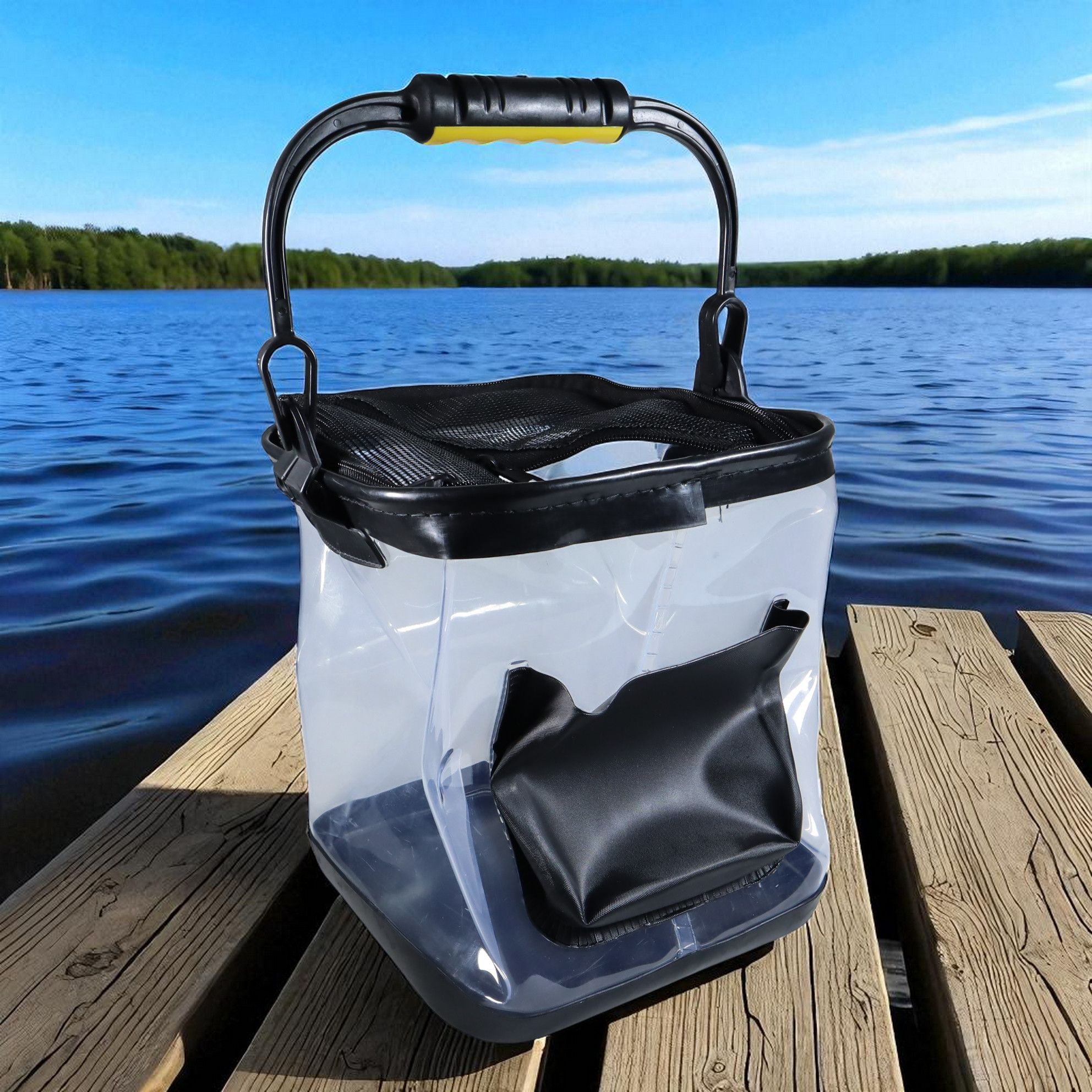 Gambar produk SUNNIMIX Ember Lipat Mancing Ikan Folding Model Rope with Side Pocket Small - SN23