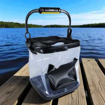 Gambar produk SUNNIMIX Ember Lipat Mancing Ikan Folding Model Rope with Side Pocket Small - SN23