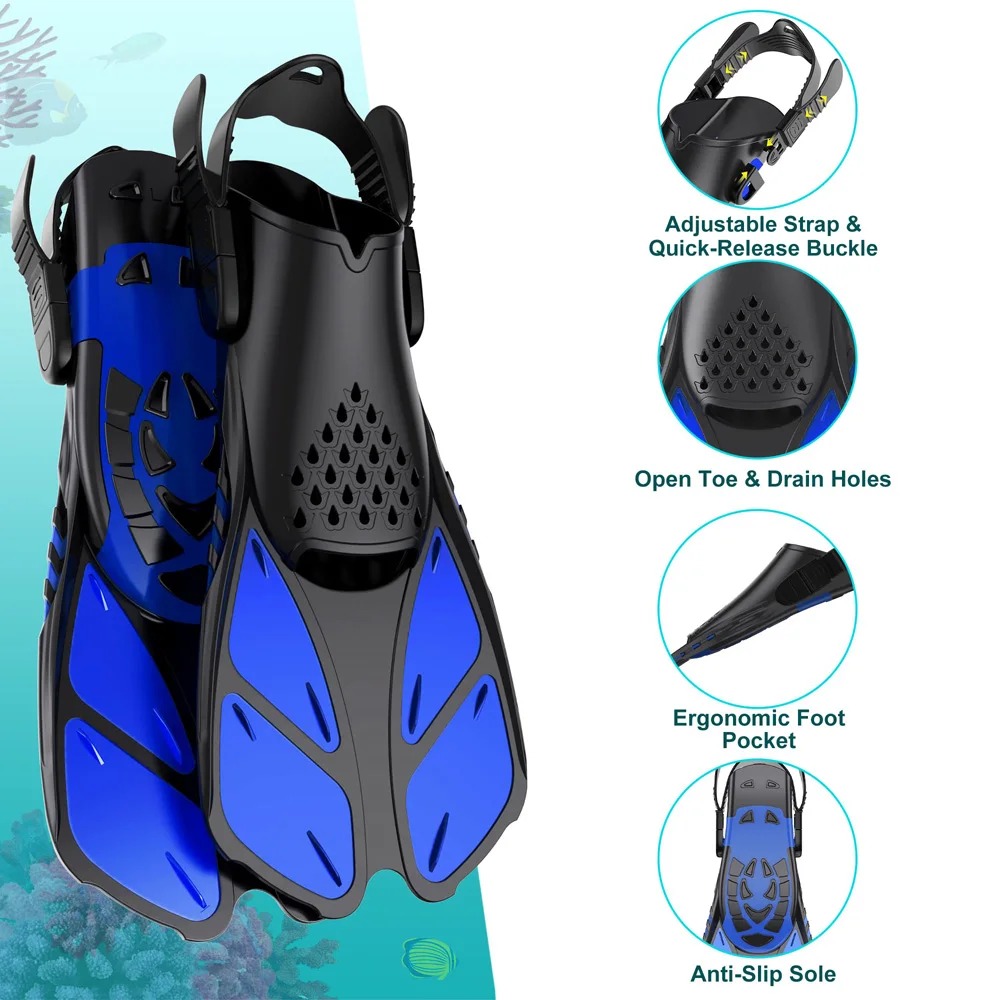 Gambar produk OSGOOD Snorkel Fins Adjustable Swimming Diving Flippers Open Heel L/XL - OS813
