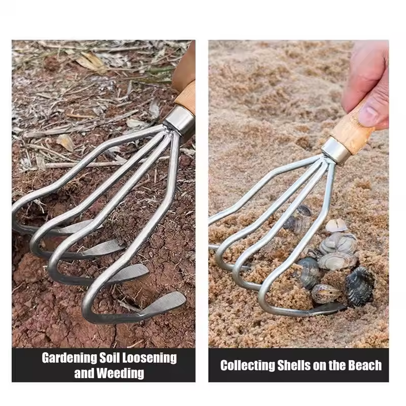 Gambar produk ZIPE Alat Cangkul Tangan Clam Digger 4 Teeth Heavy-Duty Carbon Steel - Z4T