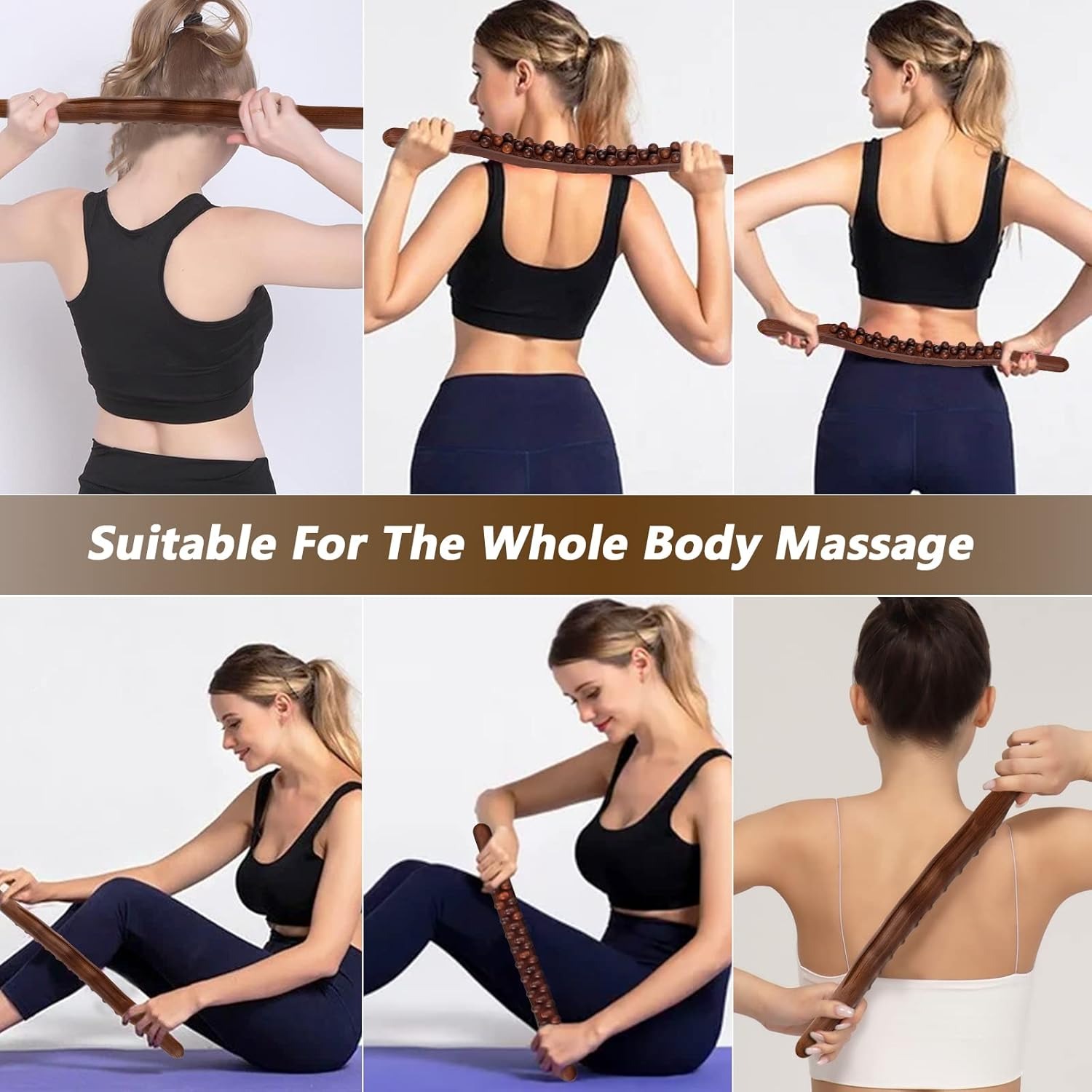 Gambar produk UOEO Alat Pijat Kayu Tongkat Massage Exercise Stick 31 Beads - U-31
