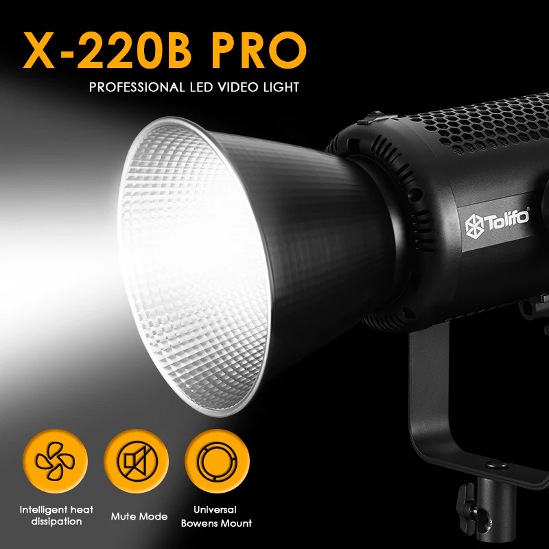 Gambar produk Tolifo Lampu Video LED Bi-Color COB Video Light 215W 6500K - X-220B Pro