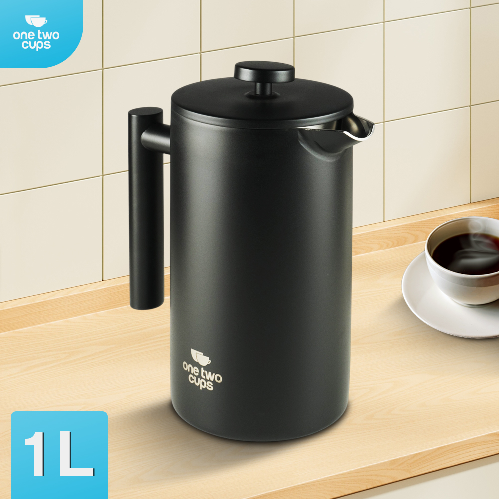Gambar produk One Two Cups French Press Coffee Maker Pot Plunger Stainless Steel 1000ml - FP1L
