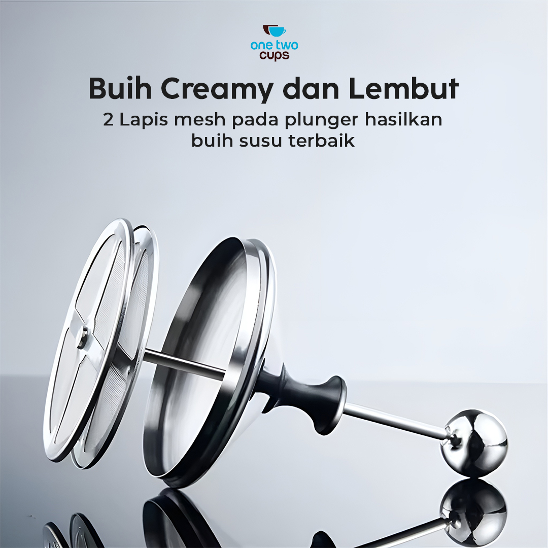 One Two Cups Gelas Kopi Milk Frother Stainless Steel 400ml - WZ0011 Gambar produk One Two Cups Gelas Kopi Milk Frother Stainless Steel 400ml - WZ0011