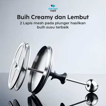 One Two Cups Gelas Kopi Milk Frother Stainless Steel 400ml - WZ0011 Gambar produk One Two Cups Gelas Kopi Milk Frother Stainless Steel 400ml - WZ0011