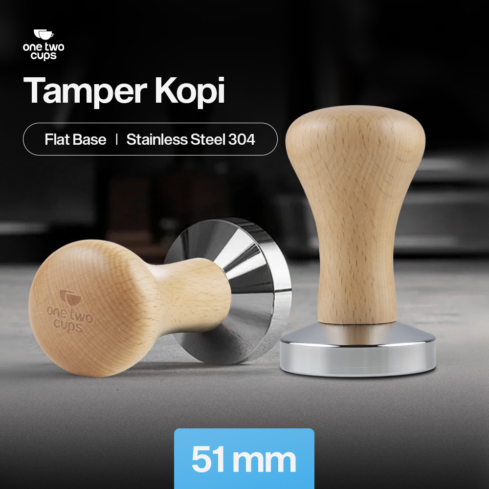 Gambar produk One Two Cups Tamper Kopi Espresso Flat Base Stainless Steel 304 51mm - T15