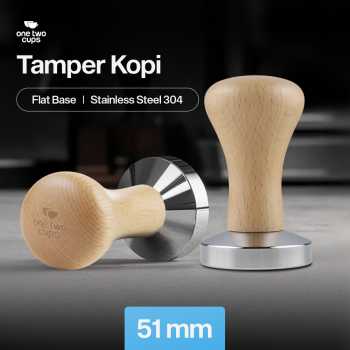 One Two Cups Tamper Kopi Espresso Coffee Press Powder Hammer 51mm - T15