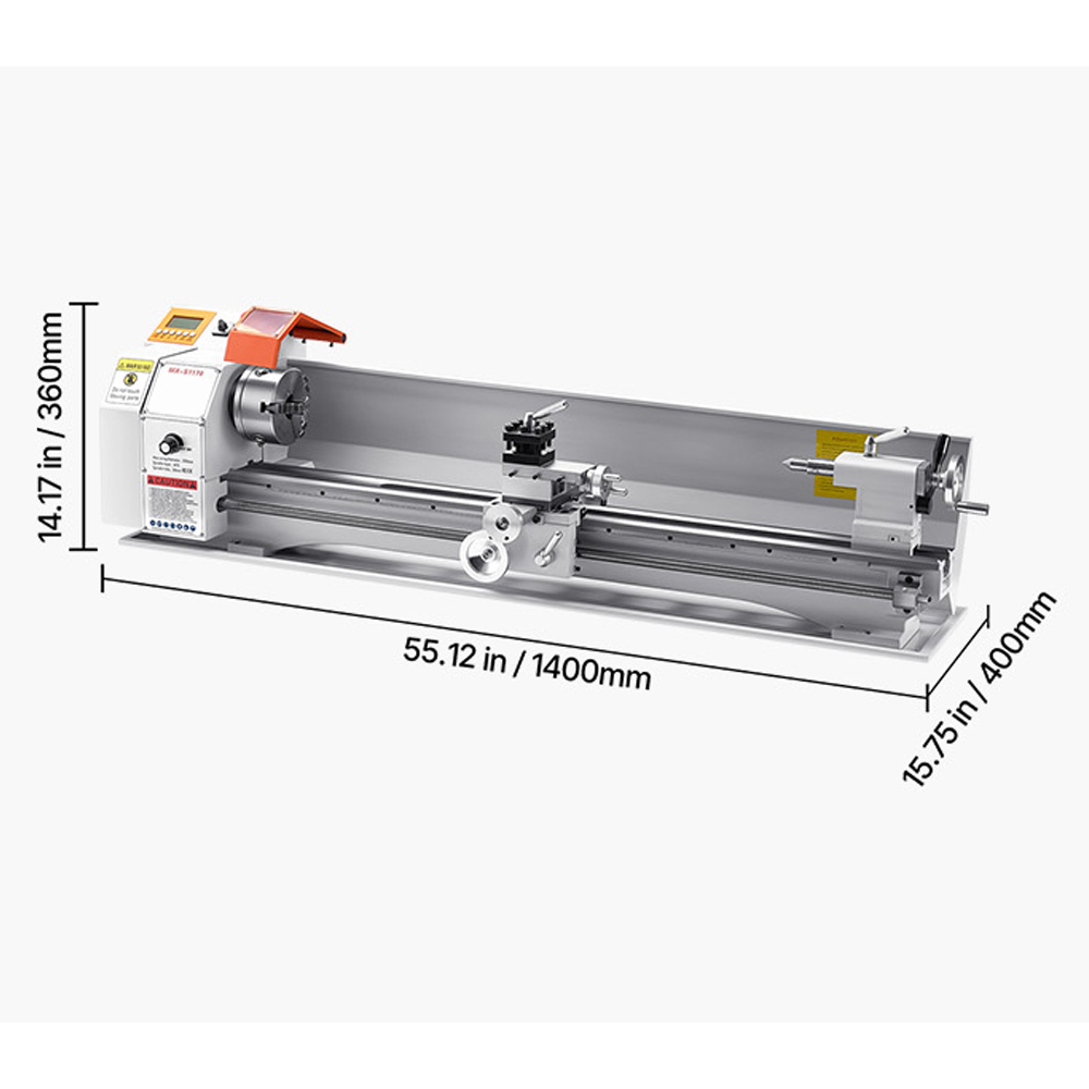 Gambar produk VEVOR Mesin Bubut Mini Lathe Beads Woodworking 2500RPM 1000mm 1250W - MX-S450