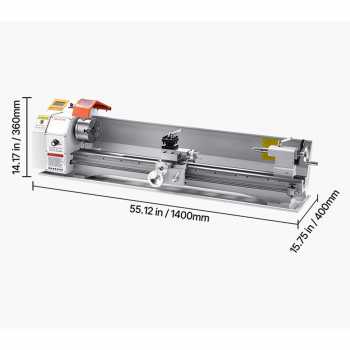 Gambar produk VEVOR Mesin Bubut Mini Lathe Beads Woodworking 2500RPM 1000mm 1250W - MX-S450