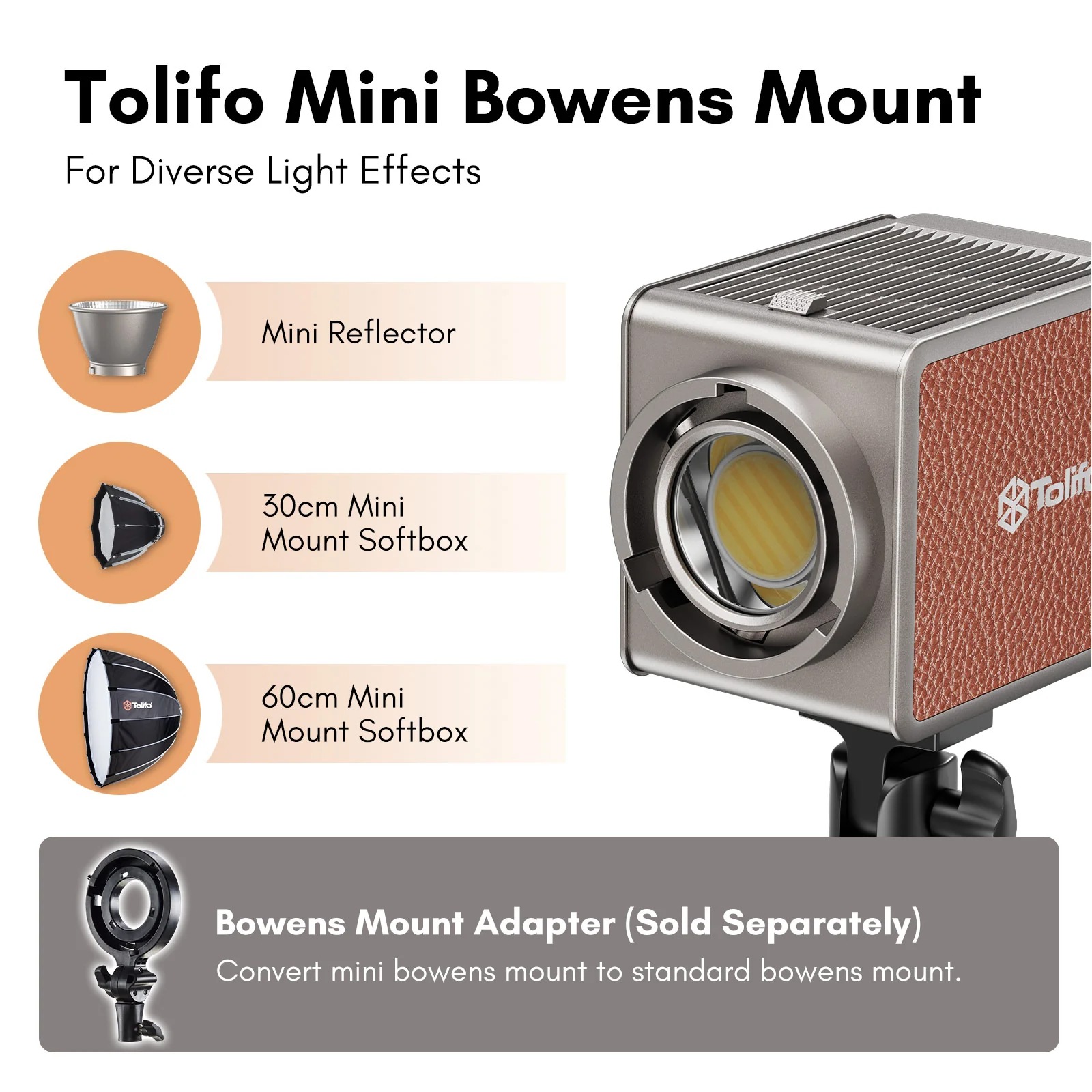 Gambar produk Tolifo Lampu Palm LED Bowens Video Light Bi-Color 2700-6500K 180W - PL-200B