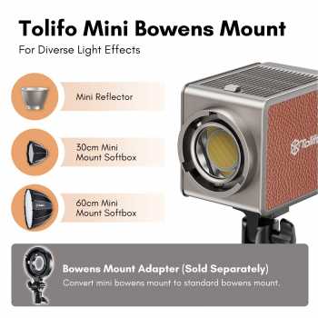 Gambar produk Tolifo Lampu Palm LED Bowens Video Light Bi-Color 2700-6500K 180W - PL-200B