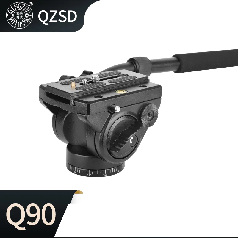 Gambar produk QZSD Gimbal Hidrolik Damping Tripod Pan-Tilt Head DSLR Aluminium Alloy - Q90