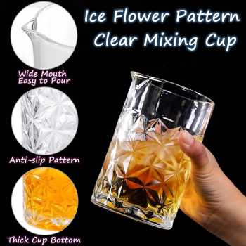 Gambar produk VISKI Gelas Mixer Bartender Cocktail Mixing Shaker Glass 700ml Ice Flower - GC011