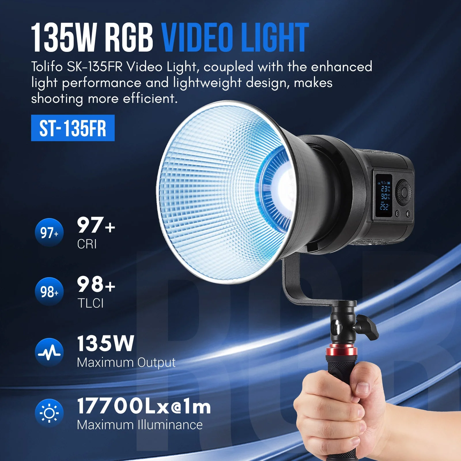 Gambar produk Tolifo Lampu Video LED Portabel RGB COB Video Light 135W 6500K - SK-135FR