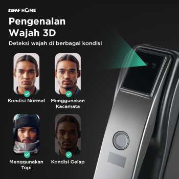 Gambar produk TaffHOME Smart Door Lock Fingerprint 3D Face Recognition Card Eques - A1