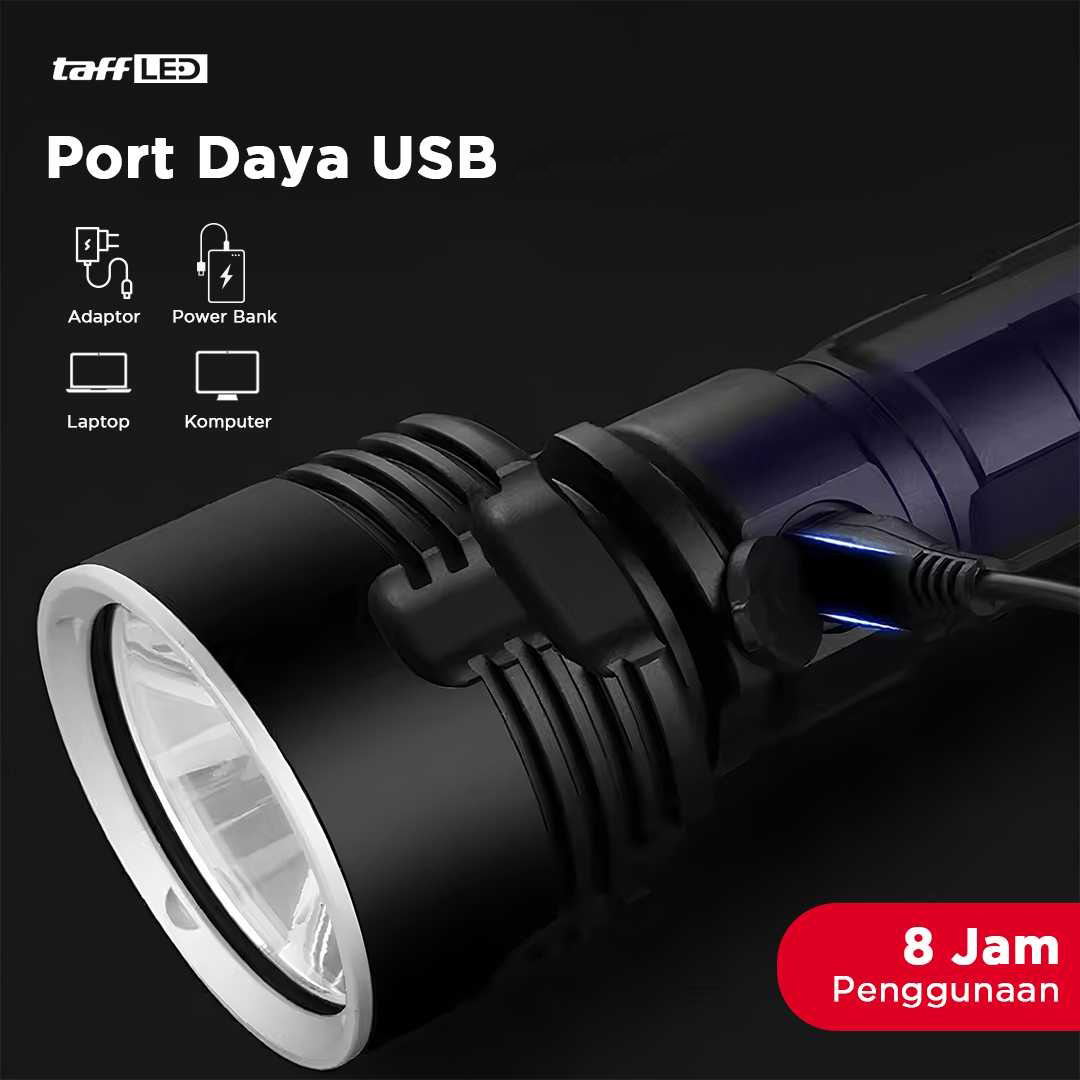Gambar produk TaffLED Senter LED USB Rechargeable P70 50W 1000 Lumens with 26650 Battery - XLM-P70