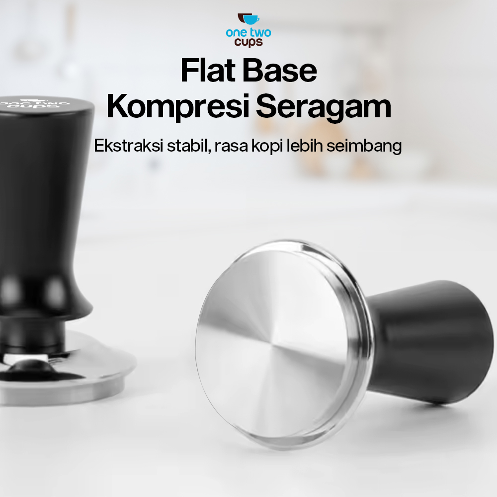 Gambar produk One Two Cups Tamper Kopi Espresso Base Spring Loaded Stainless Steel 58mm - FEN59