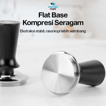 Gambar produk One Two Cups Tamper Kopi Espresso Base Spring Loaded Stainless Steel 58mm - FEN59