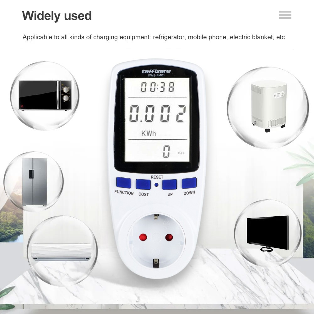 Gambar produk Taffware kWh Meter Stop Kontak Pengukur Biaya Listrik Rumah - KWE-PM01