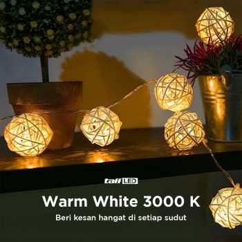 Gambar produk Lampu Hias String Lights Model Bola Rotan Waterproof 10 LED 1.7M - B073