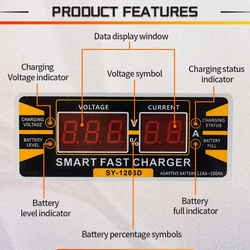 Gambar produk SUNCHONGLIC Charger Aki Mobil Motor Intelligent Battery Charger 12V 6A - 1206D
