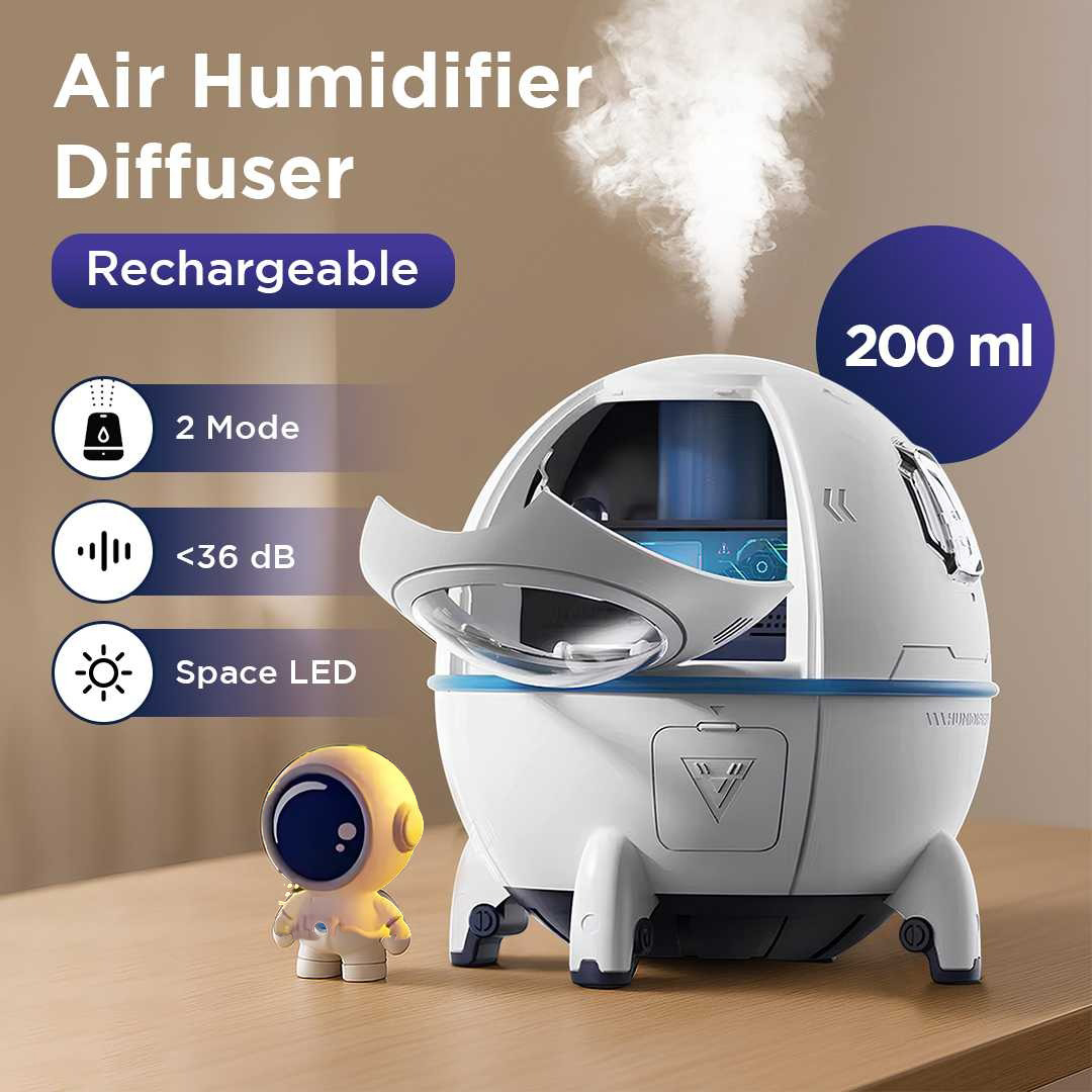 Gambar produk SONONIA Air Humidifier Mini Ultrasonic Diffuser Space Capsule 200ml Rechargeable - MJ046
