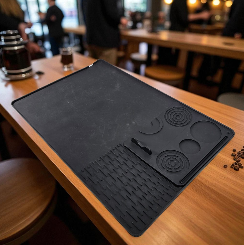 DRT Wadah Alas Kopi Tamper Coffee Maker Mat Silicone Tray 2in1 - D-21 Gambar produk DRT Wadah Alas Kopi Tamper Coffee Maker Mat Silicone Tray 2in1 - D-21