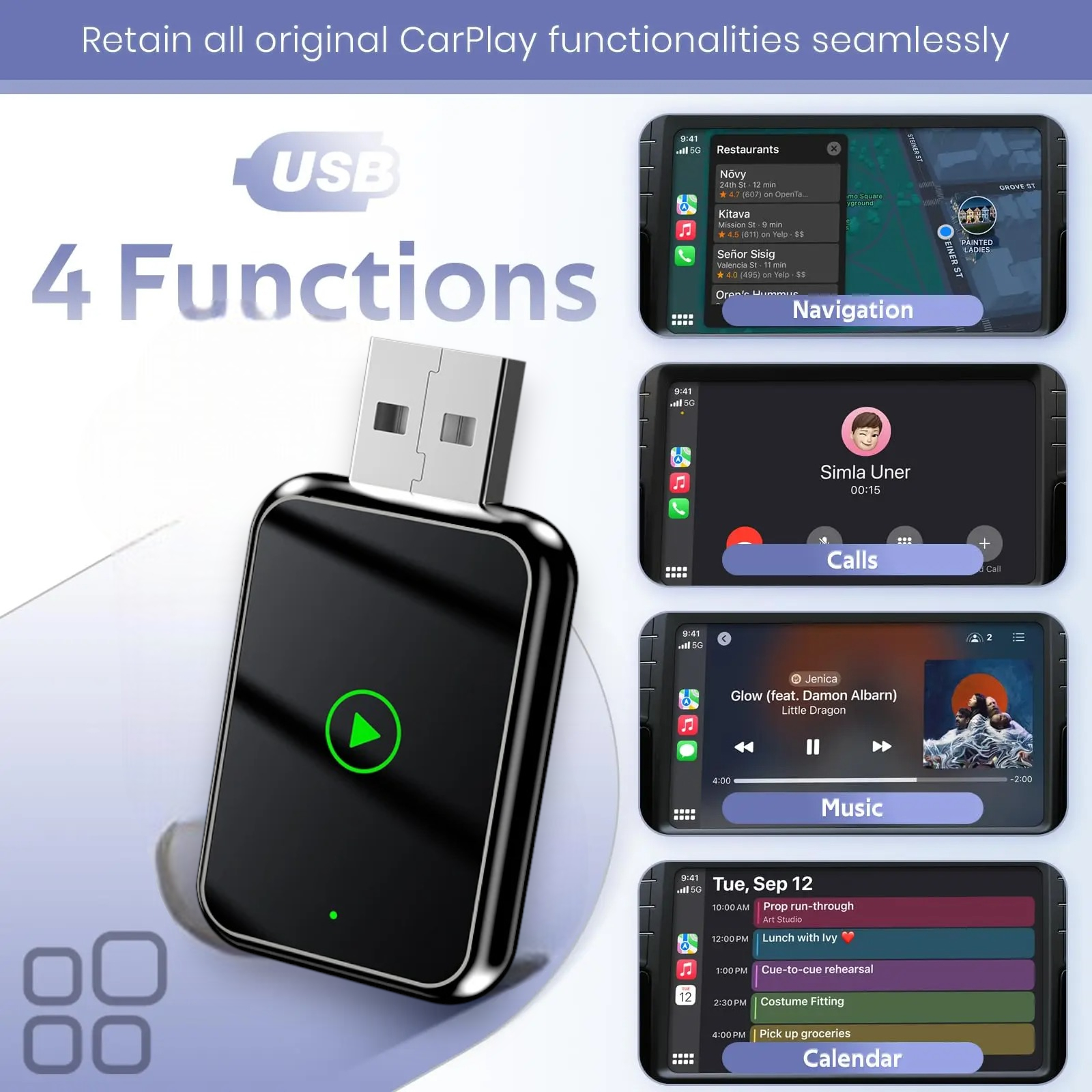 TiKUTKU Wireless Apple CarPlay Adapter USB Dongle Bluetooth 5.3 - OT101 Gambar produk TiKUTKU Wireless Apple CarPlay Adapter USB Dongle Bluetooth 5.3 - OT101