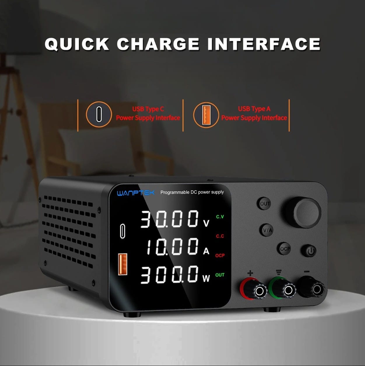 Gambar produk WANPTEK Adjustable Power Supply DC Ammeter Stabilized 30V 10A 300W - TPS3010