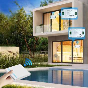Gambar produk TaffHOME Saklar Lampu Wireless Dinding Tembok Lamp Switch RF 433MHz 2 Gang 2 Receiver - WHK01