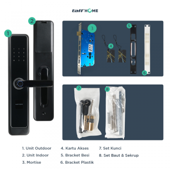 Gambar produk TaffHOME Smart Door Lock Fingerprint Password Card RFID Alarm - XR24