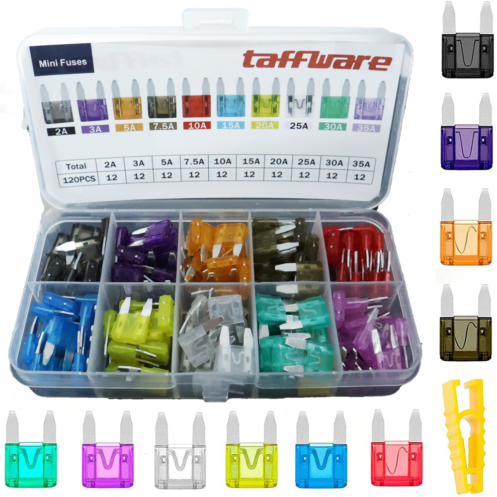 Gambar produk Taffware Set Sekring Mobil Tancap Fuse Blade Mini with Box 120 PCS - BX012