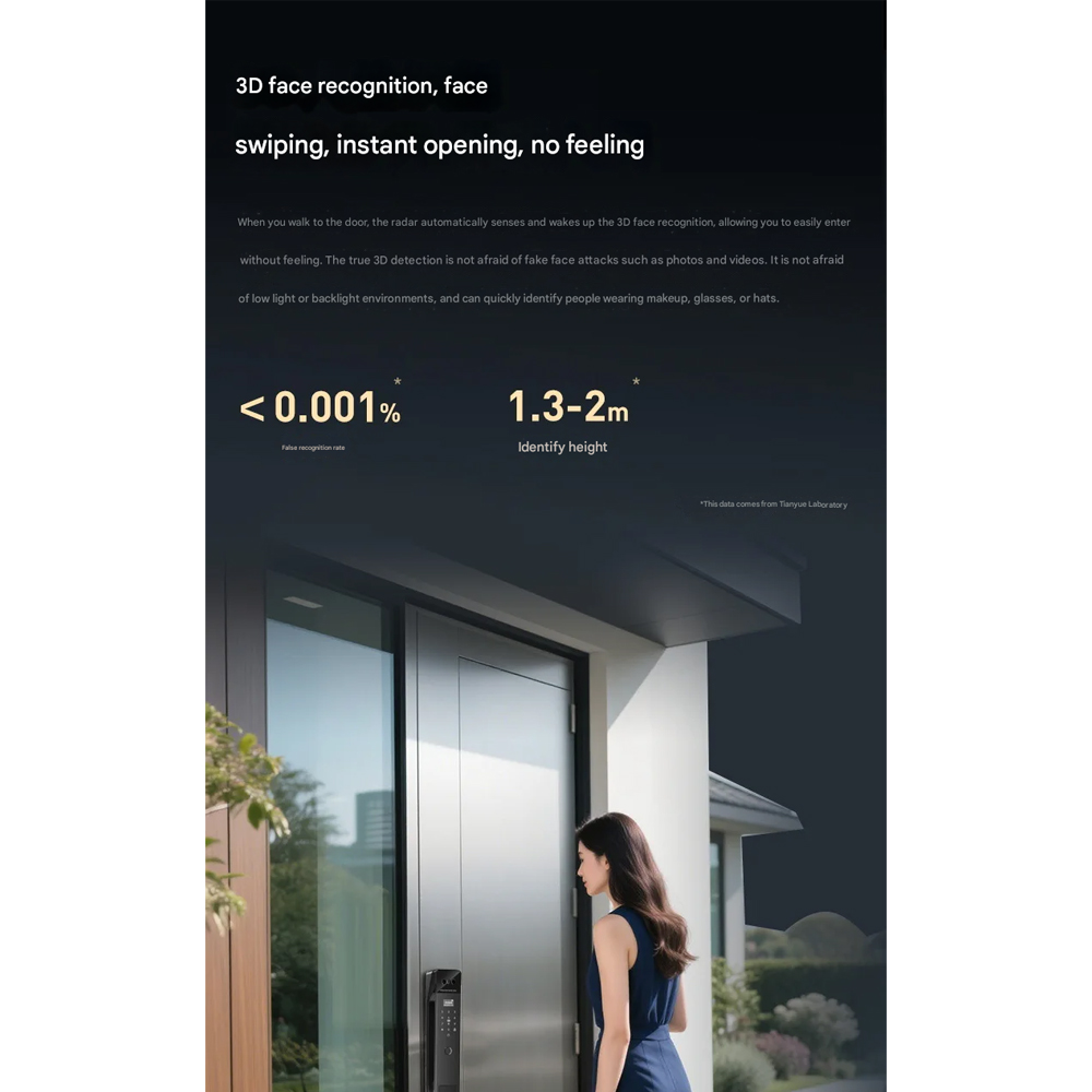 Gambar produk KAILILAI Smart Door Lock Fingerprint Face Recognition Password WeChat - B90