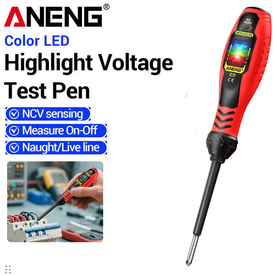 ANENG Obeng Tespen Tester Pen Highlight Voltage With 3 Indicator Obeng Plus - B18 Gambar produk ANENG Obeng Tespen Tester Pen Highlight Voltage With 3 Indicator Obeng Plus - B18