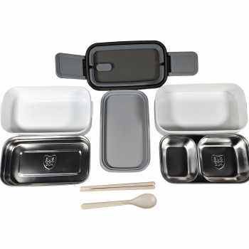 Gambar produk TaffHOME Kotak Makan Lunch Box Stainless Steel Double Layer 1.4L Grid 4 - J274