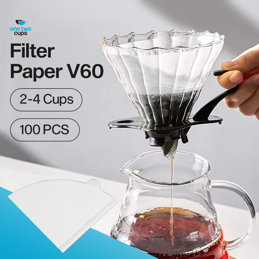 One Two Cups Kertas Saringan Kopi Filter Paper V60 2-4 Cups 100 PCS - V02 Gambar produk One Two Cups Kertas Saringan Kopi Filter Paper V60 2-4 Cups 100 PCS - V02