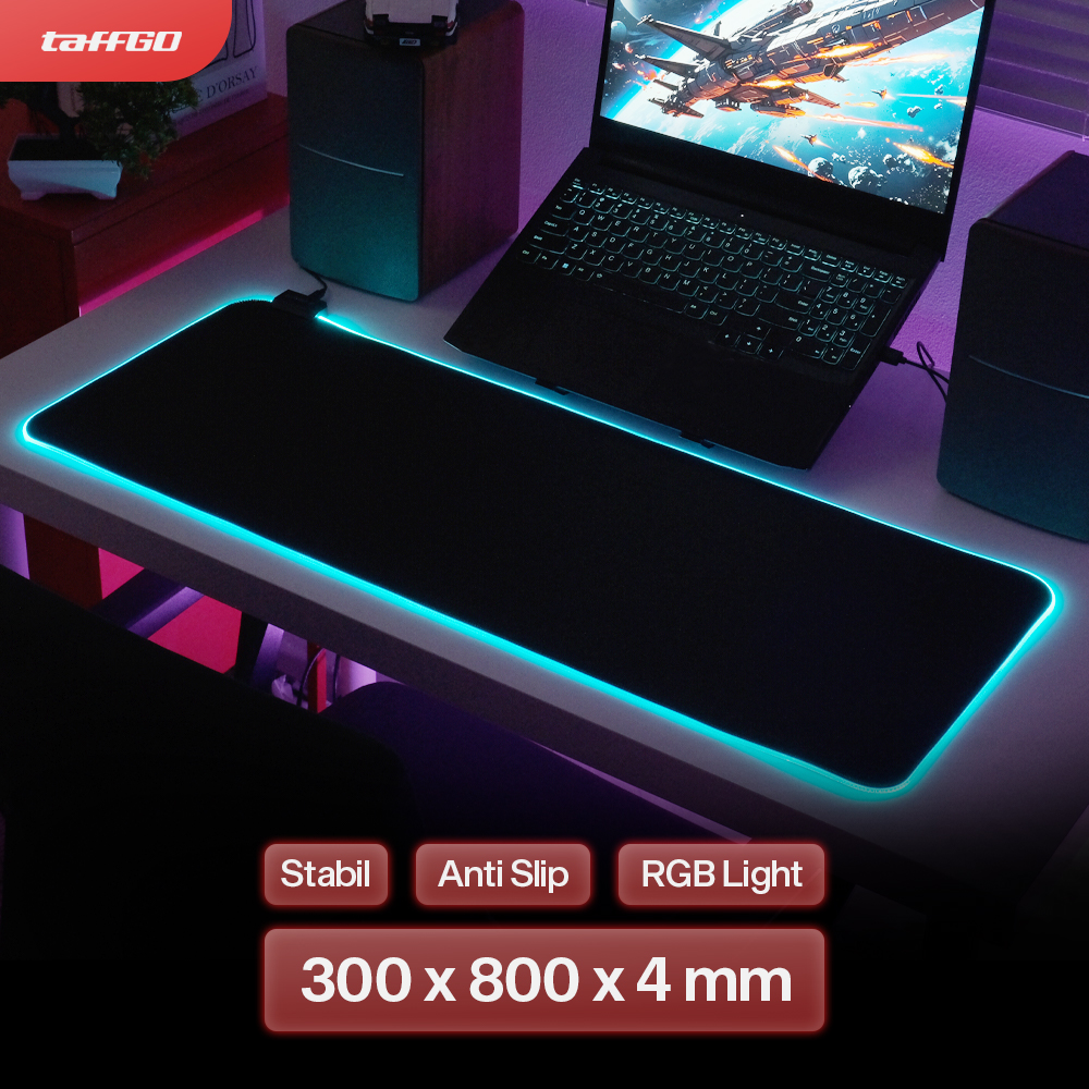Gambar produk TaffGO Gaming Mouse Pad Glowing RGB LED High Precision 300x800x4mm