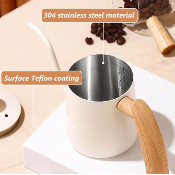 Gambar produk BORREY Teko Kopi Coffee Maker Kettle Hand Brewing Pot Wooden 600ml - TR4