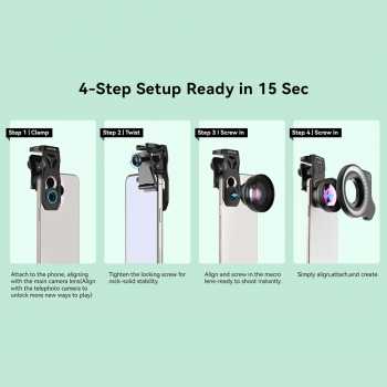 Gambar produk APEXEL Lensa Kamera HP 2in1 Macro Lens 50-110mm with Light - APL-HB100UFL