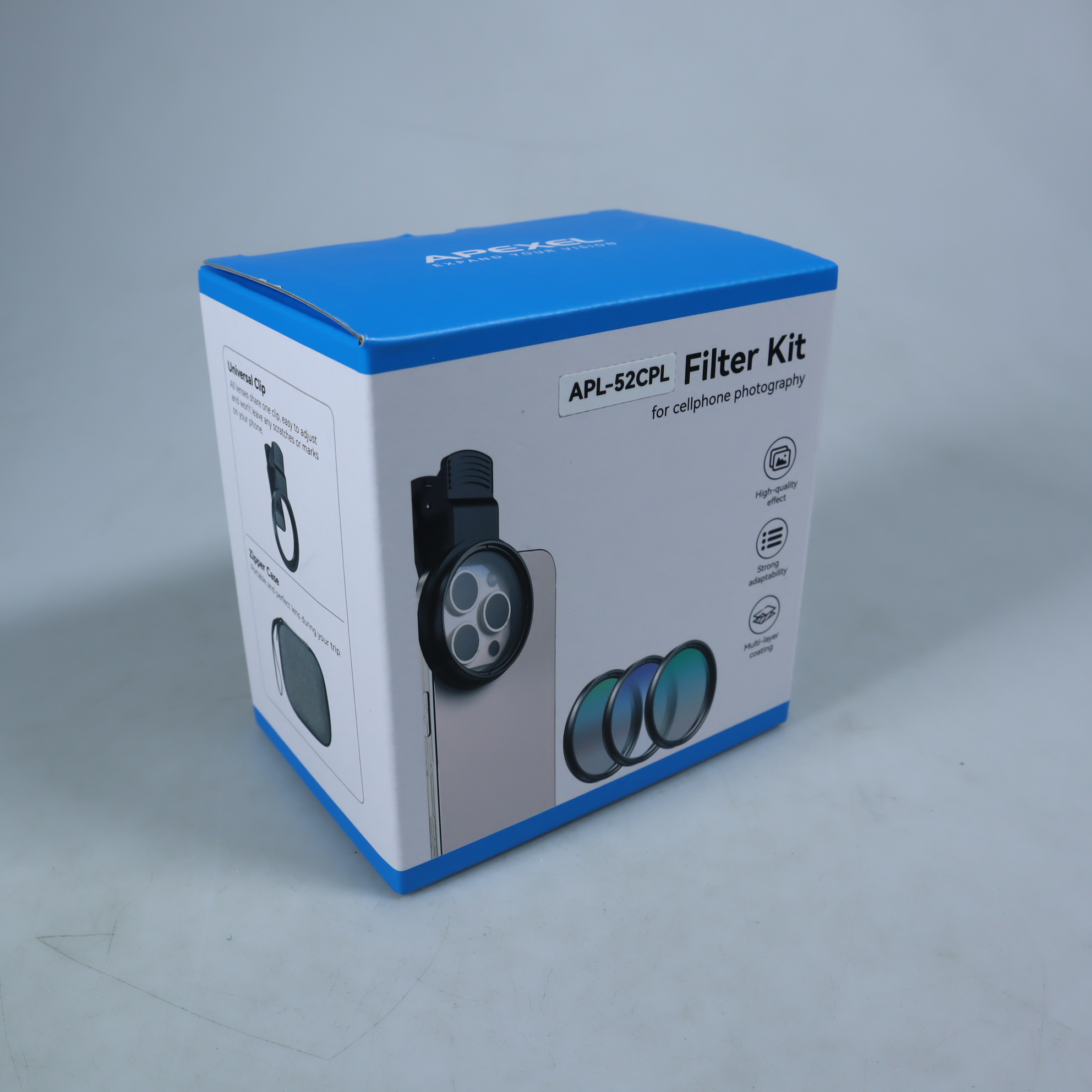 Gambar produk APEXEL Lensa Filter Kamera Smartphone Multi Coating CPL 52mm with Clip - APL-52CPL
