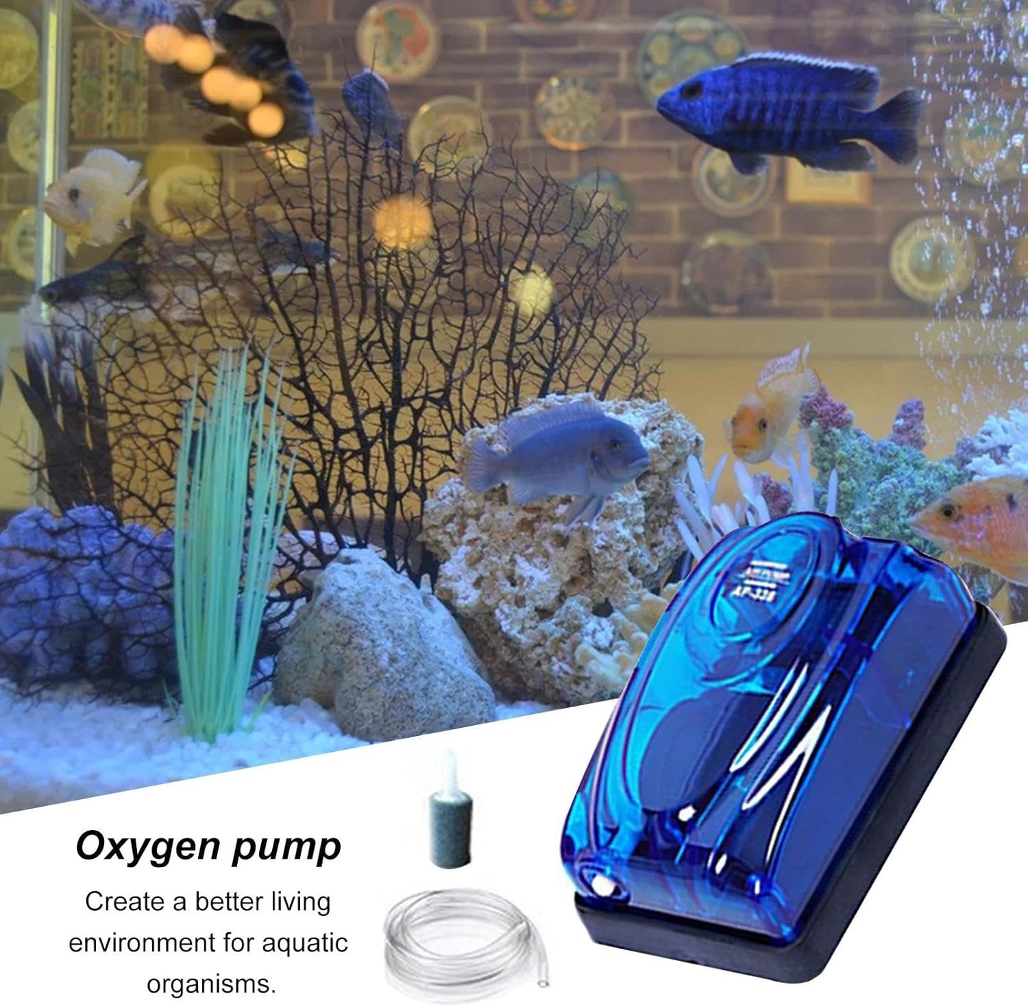 Gambar produk TEQIANG Aerator Pompa Oksigen Akuarium Oxygen Pump 60L Fish Tank 3.5W - AQ-708