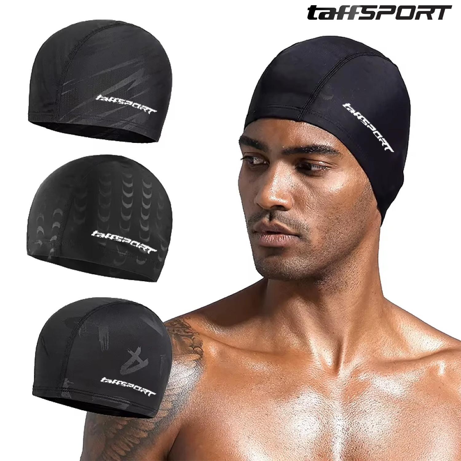 TaffSPORT Topi Renang Dewasa Penutup Kepala Polyester Swim Cap Letter - TS283 Gambar produk TaffSPORT Topi Renang Dewasa Penutup Kepala Polyester Swim Cap Letter - TS283