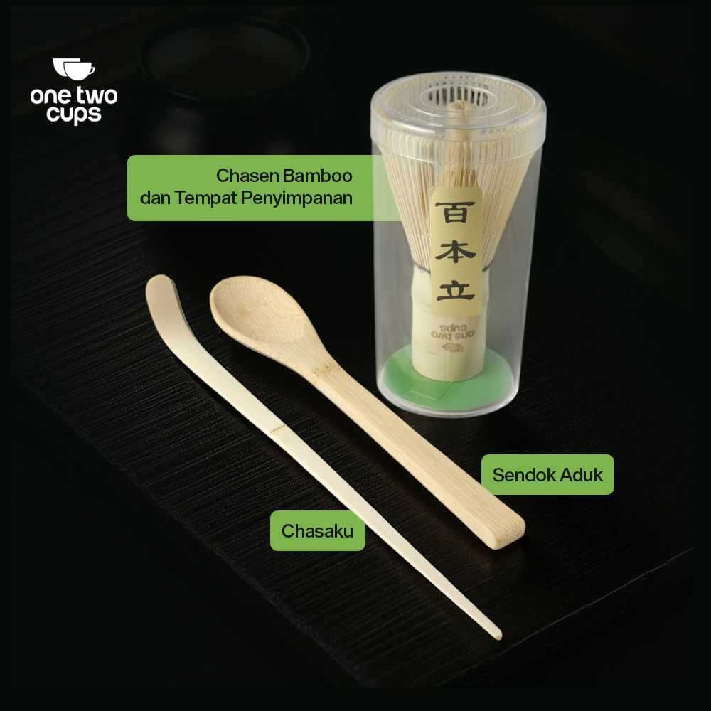 Gambar produk One Two Cups Matcha Set Kit Chasen Chashaku Bamboo 3 PCS - WT03