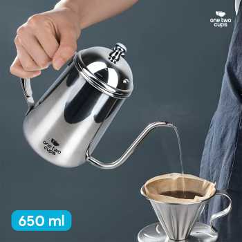 Gambar produk One Two Cups Teko Kopi Leher Angsa Pour Over Kettle Stainless Steel 650ml - HS4011