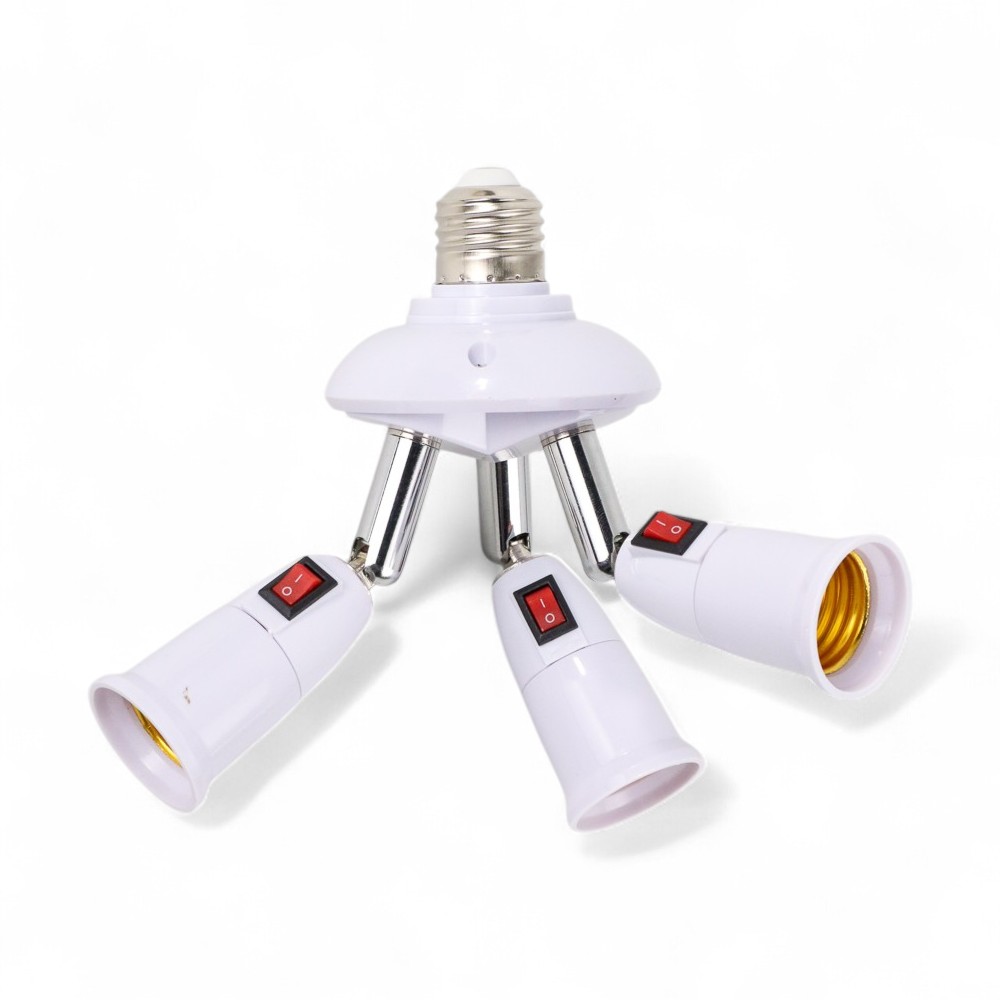 Gambar produk ASMTLED Fitting Lampu Bohlam Studio LED Cabang 3 with Switch 220V E27 - E344