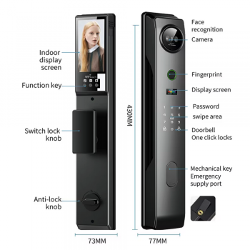 Gambar produk Joneytech Smart Door Lock Fingerprint Face Recognition Password TUYA - CS8/SX01