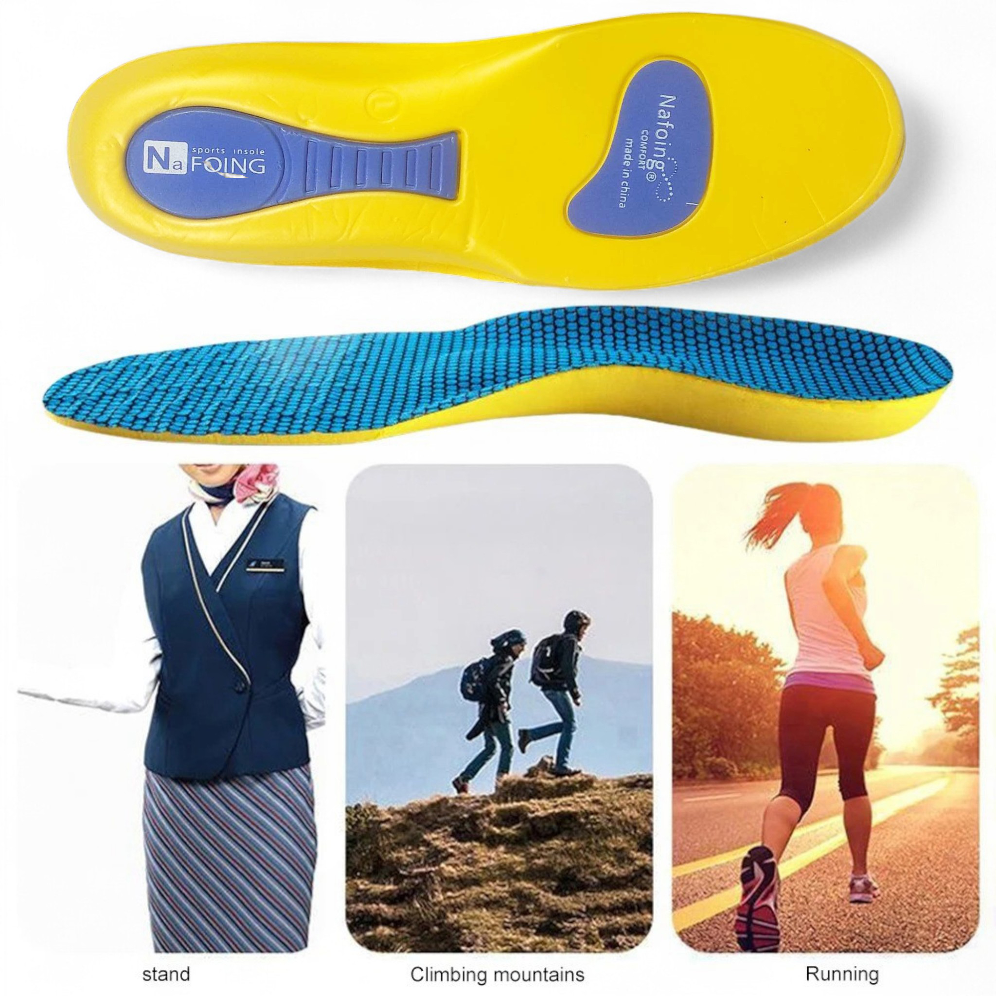 Gambar produk Nafoing Insole Sepatu Alas Kaki Orthopedic Sole Shock Absorption EVA 41-42 - EL05