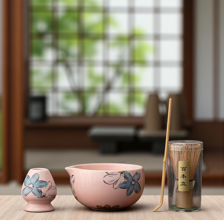 Gambar produk WONTIVE Matcha Set Chawan Chasen Stand Chashaku Ceramic 500ml 4 PCS - CZ6