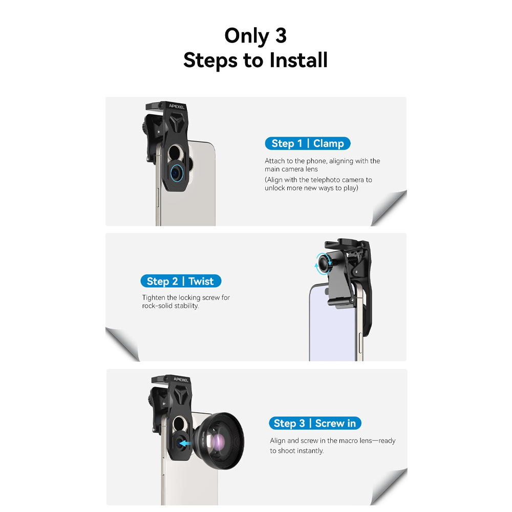 Gambar produk APEXEL Lensa Kamera Smartphone Eye Macro Lens FMC Coating 50-110mm - APL-HB100U52